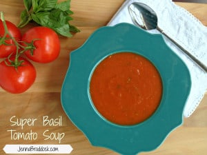 Super Basil Tomato Soup - This easy and quick tomato soup is perfect for a weeknight dinner or rainy night. It's loaded with fresh basil and therefore full of "super power" too.