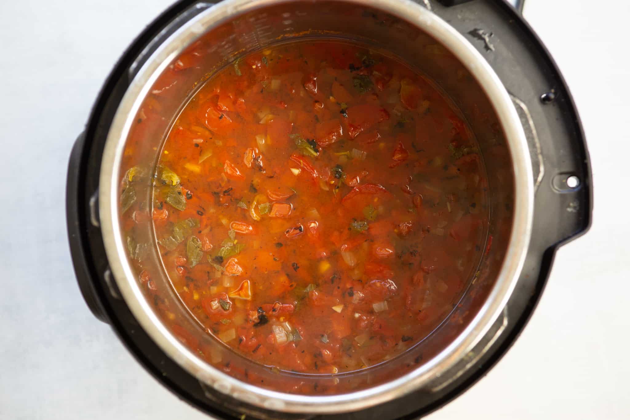 Tomato Soup after removing the instant pot lid after cooking