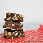 Have a hankering for the nostalgic candy Chunky bar? Try this healthy homemade version made with super dark #chocolate. #MakeHealthyEasy via @JBraddockRD #dessert #peanuts #Recipe