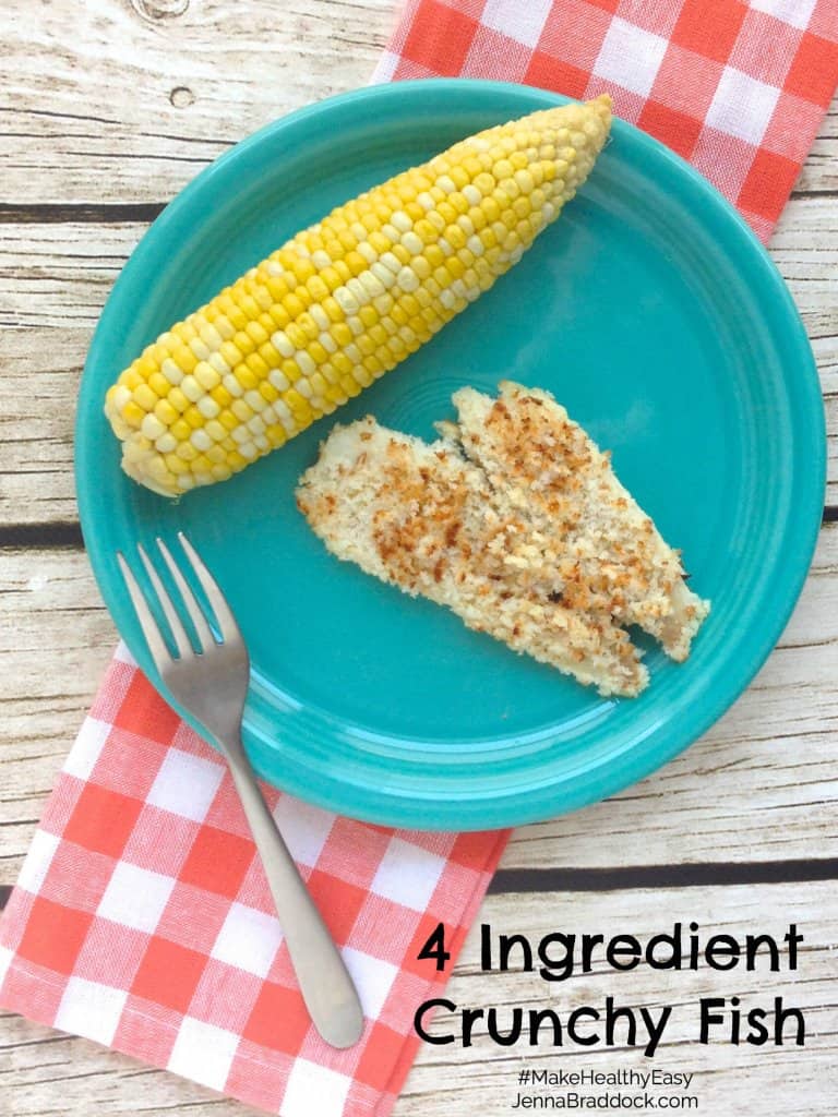 Looking for a healthy alternative to fried fish that's not super complicated? Try this simple and delicious 4 Ingredient Crunchy fish that makes a perfect, satisfying dinner every time. #MakeHealthyEasy | www.JennaBraddock.com