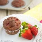 Muffins can be a healthy start to any morning with these easy Chocolate Strawberry Breakfast Muffins made with whole grain flour, fresh strawberries and rich cocoa powder. #MakeHealthyEasy via https://jennabraddock.com