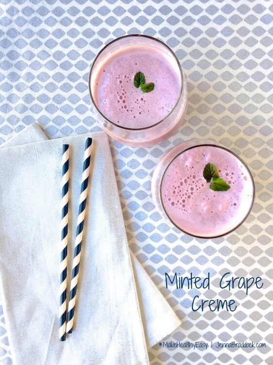 Learn about the health benefits of 100% Concord grape juice and get the recipe for this delicious, healthy, and easy Minted Grape Creme. It's full of flavor and great nutrition, made with 100% grape juice, Greek yogurt and fresh mint. #MakeHealthyEasy via @JBraddockrdRD https://jennabraddock.com