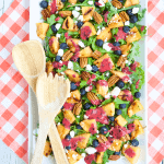 A tutorial on how to slice and grill cantaloupe that finishes with the recipe for Grilled Cantaloupe Salad with Blueberry Ginger Vinaigrette. #MakeHealthyEasy via @JBraddockRD https://jennabraddock.com