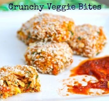 These vegetarian Crunchy Veggie Bites are packed with veggies but have a friendly flavor toddlers will love. There a good source of protein too. #MakeHealthyEasy via @JBraddockRD https://jennabraddock.com