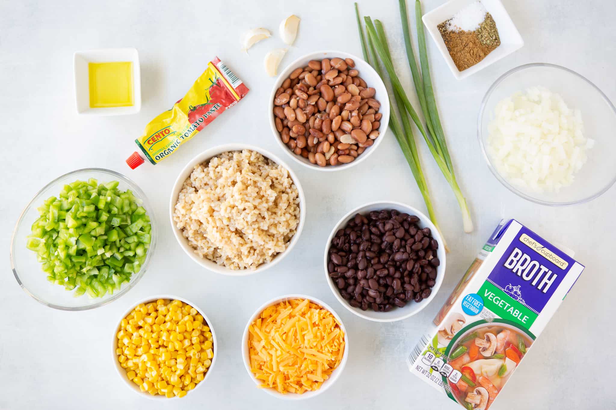 Vegetarian bean and rice casserole ingredients