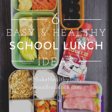 It's easy to run out of school lunch ideas, especially healthy ones. Here's a list of some new ideas to keep you going all through the school year, plus my 2 key concepts for packing a healthy lunch. #MakeHealthyEasy va @JBraddockRD http://JennaBraddock.com