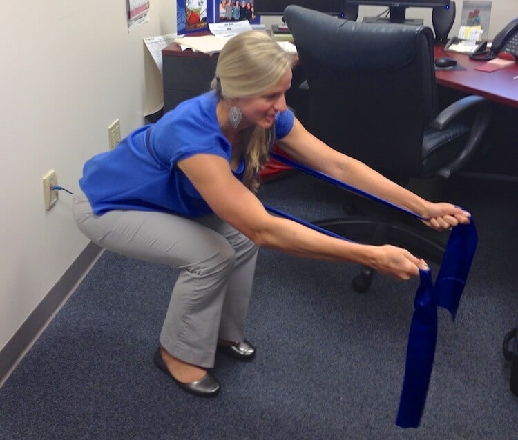 If you're stuck sitting at your desk all day, everyday, then try this easy office friendly pilates exercise that you can do right at your work desk. #MakeHealthyEasy #WorkoutWednesday via @JBraddockRD http://JennaBraddock.com