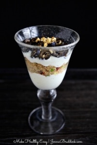 Savory Mediterranean Yogurt Parfait - A unique twist on a yogurt parfait, perfect for an easy lunch. Olives, cucumber, parsley, sun dried tomatoes and garlic bring together the flavors of the Mediterranean in this healthy and delicious dish. #MakeHealthyEasy via @JBraddockRD http://JennaBraddock.com