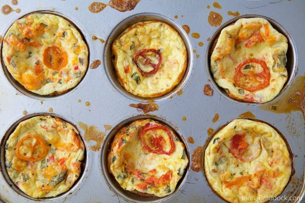 pan of mini crustless quiche