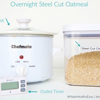 Try this easy method for Overnight Steel Cut Oatmeal that will have your breakfast ready the moment you wake up in the morning. #MakeHealthyEasy via @JBraddockRD http://JennaBraddock.com