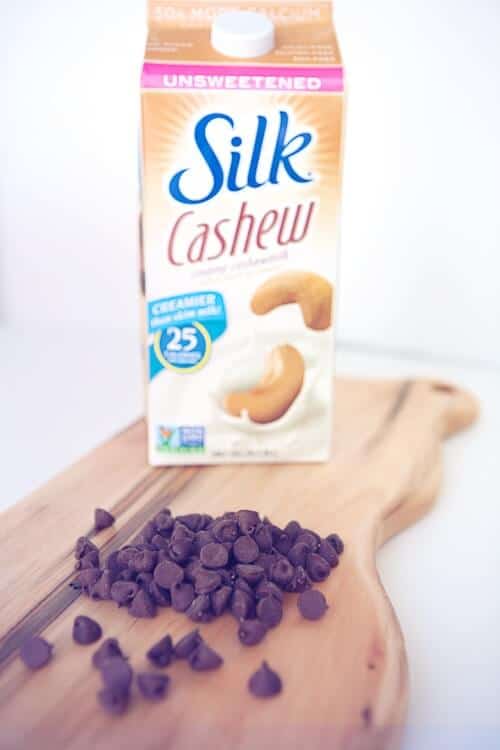 silk cashew milk and chocolate chips