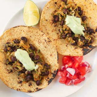 Zucchini Black Bean Tacos with Avocado Crema by The Foodie Dietitian