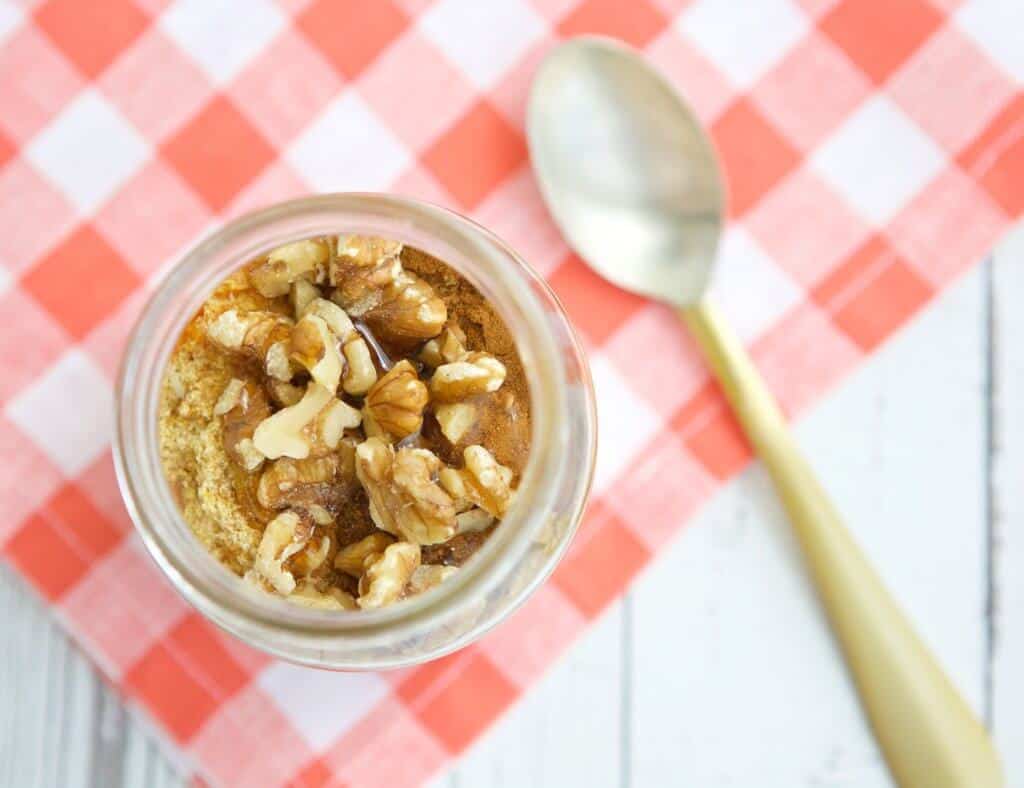 pumpkin spice apple overnight oats with walnuts 