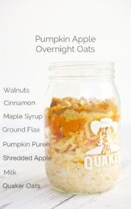 Get excited for fall with this simple, delicious and healthy Pumpkin Apple Overnight Oats recipe.