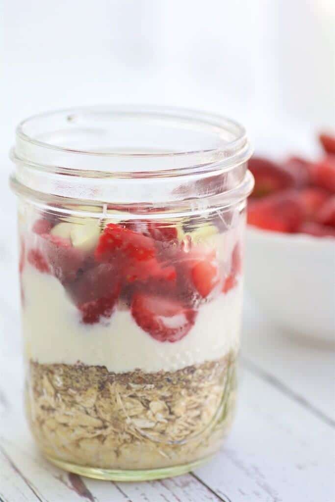 Strawberry Vanilla Overnight Oats are easy to make ahead and delicious to enjoy for any meal on the go. These oats are filling thanks to the fiber and protein in Greek yogurt.