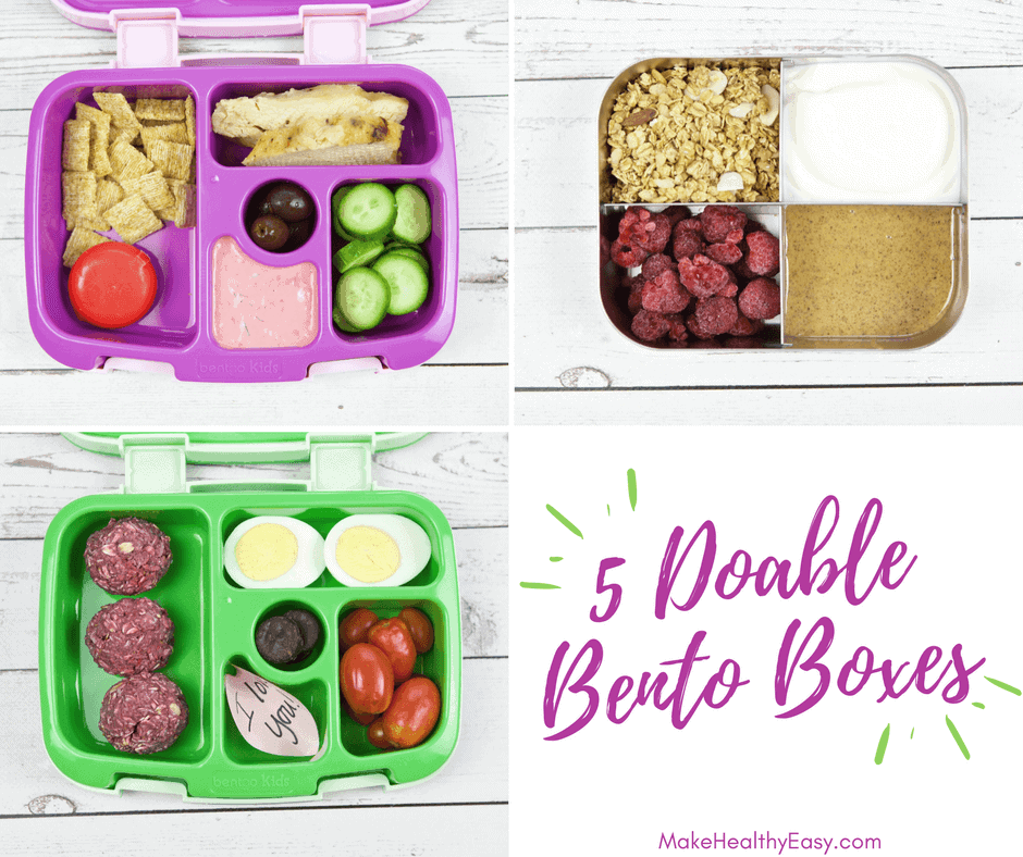 5 Doable Bento Box Lunches featuring frozen raspberries. 