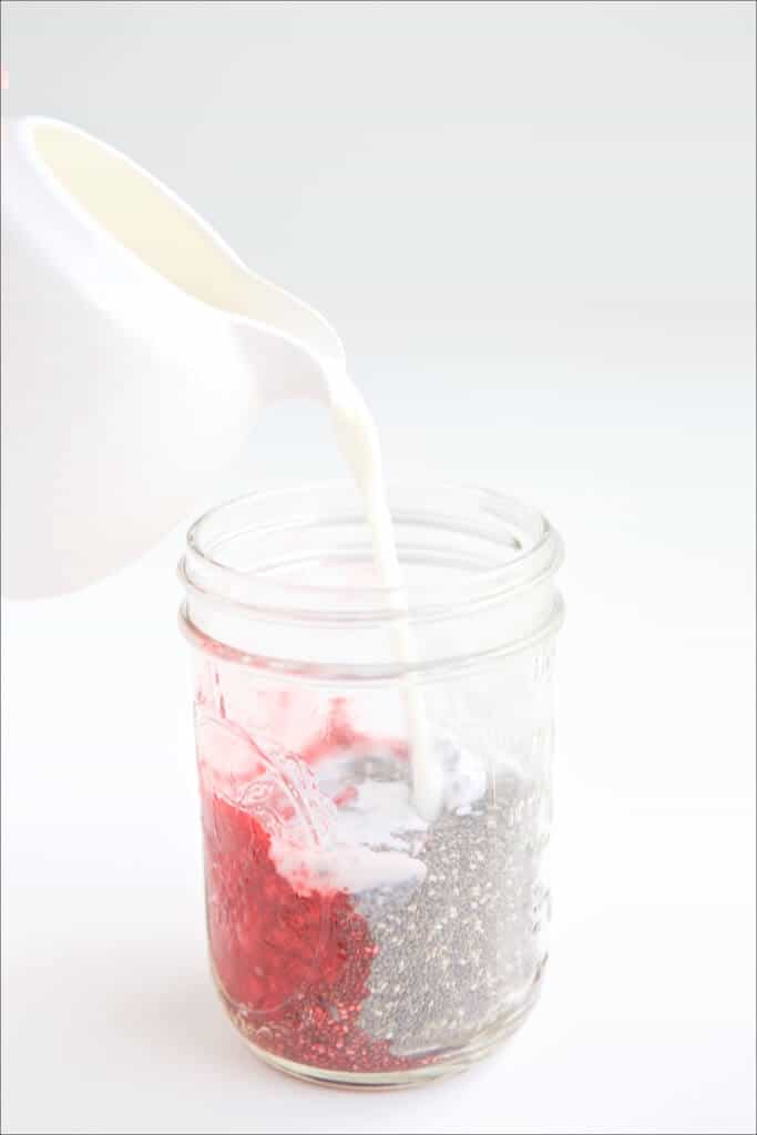 pouring milk into jar