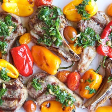 There's no need to be intimidated by lamb! This Grilled Lamb Chop recipe with veggies and chimichurri is so easy and so so good.