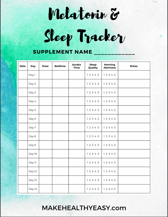 Melatonin and sleep tracker from Make Healthy Easy --- Here's everything you need to know about the sleep aid melatonin including the definition, benefits, safety and dosing. #melatonin #sleep #supplments