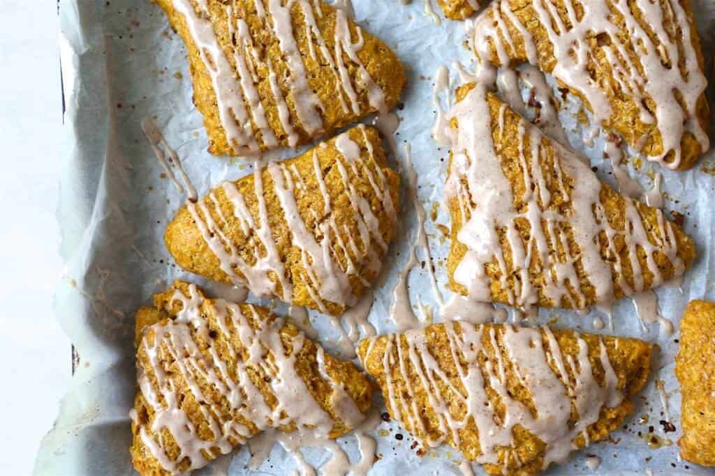 Pumpkin Spice Scone Recipe with drizzle on top