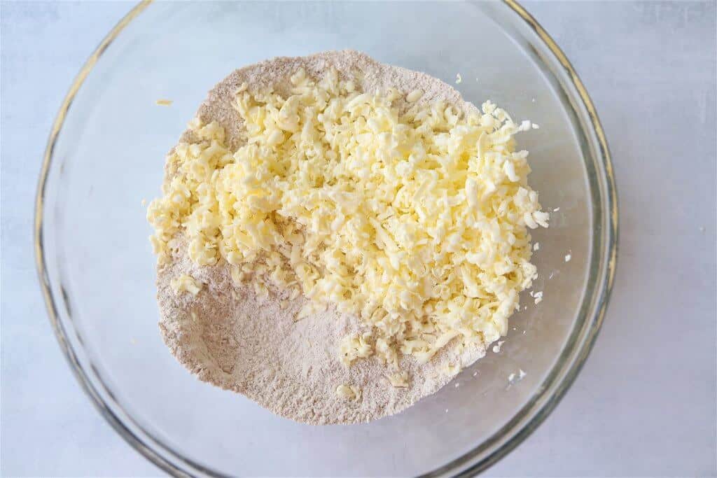Grated butter in dry ingredients