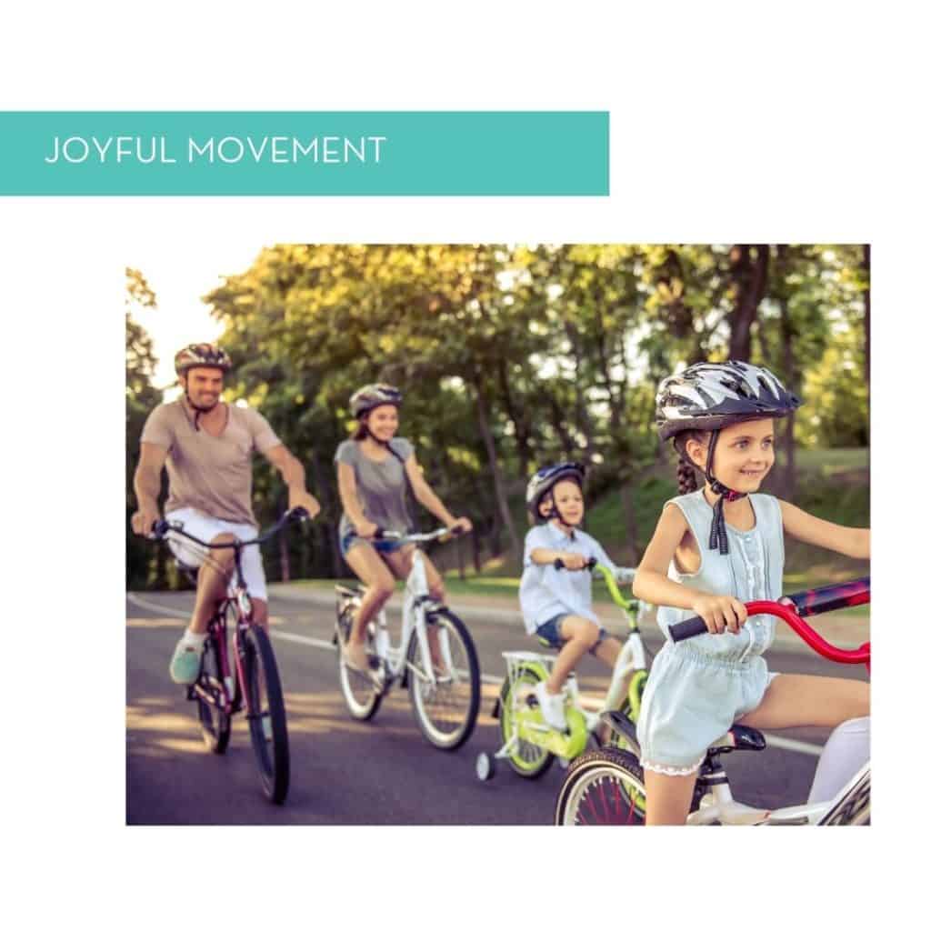 Family bike riding for joyful movement