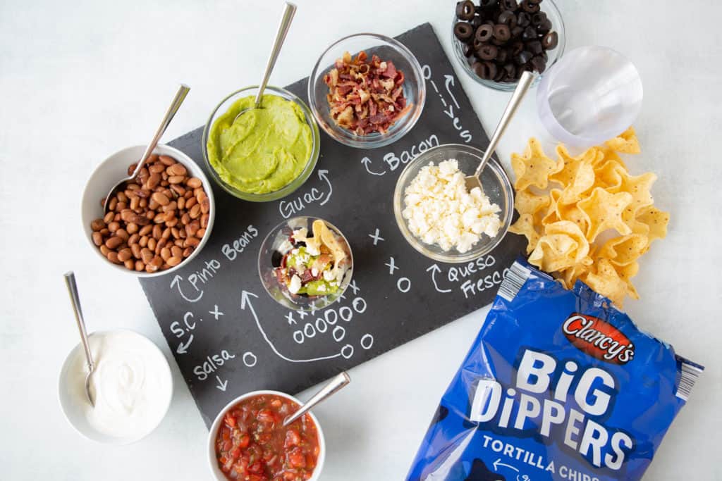 super bowl make ahead appetizers layer dip station