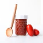 Homemade pizza sauce - jar with spoon