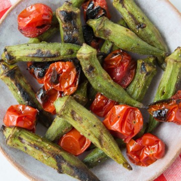 grilled okra and tomatoes