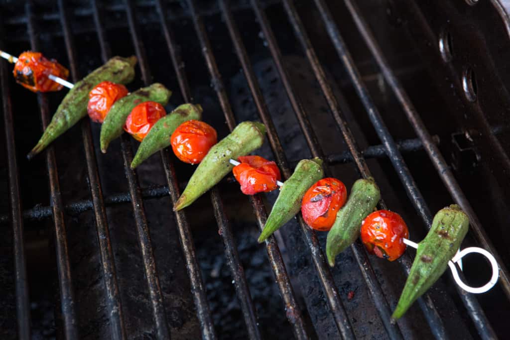 Grilled okra and tomatoes - how to grill okra
