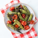Grilled okra and tomatoes