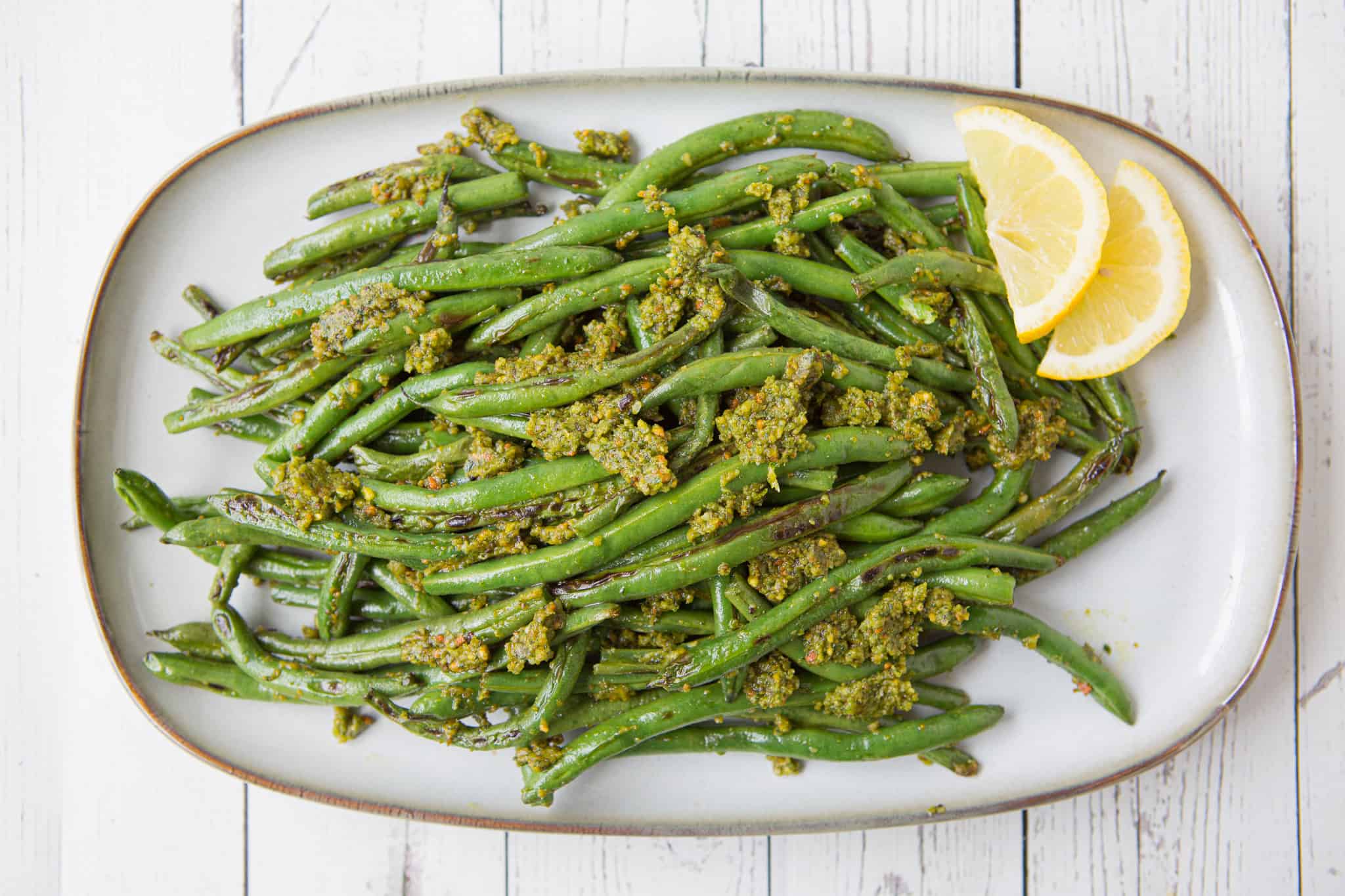 Grilled Green Beans with Pistachio Pesto Make Healthy Easy Jenna Braddock RD