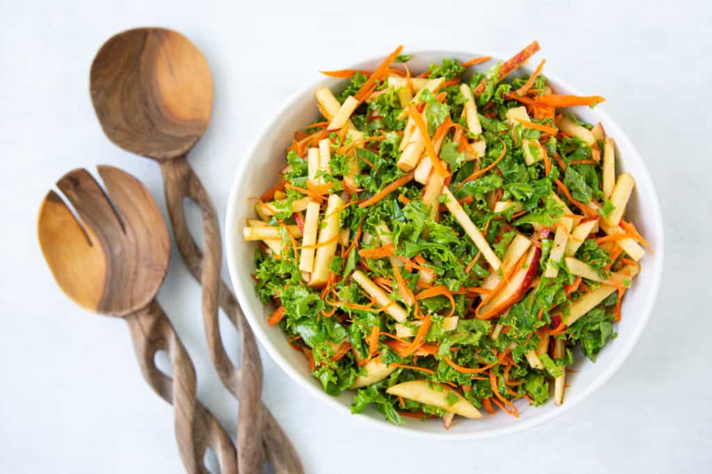 Easy Kale Apple Carrot Salad with Dressing Recipe - Make Healthy Easy -  Jenna Braddock RD