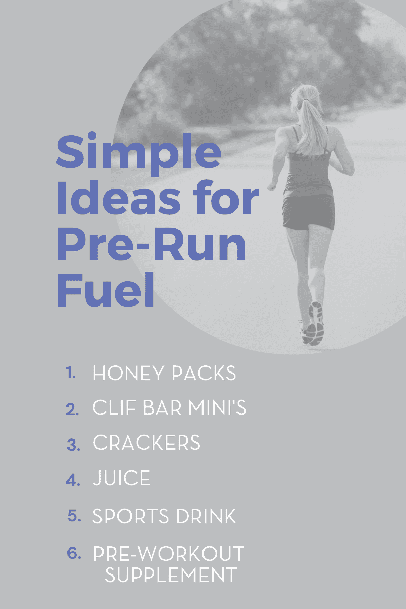 simple ideas for pre-run fuel. rs
Juice
Sports Drinks
Fruit Snacks
Pre-workout supplement