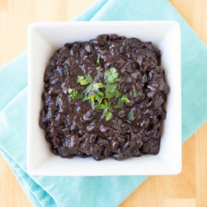 Instant Pot Black Beans in a bowl topped with cilantro