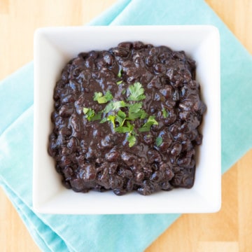 Instant Pot Black Beans in a bowl topped with cilantro