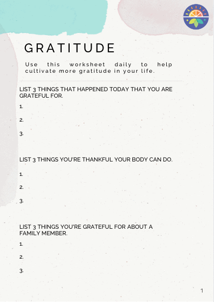 Gratitude worksheet example