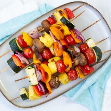 Grilled fruit and vegetable kabobs