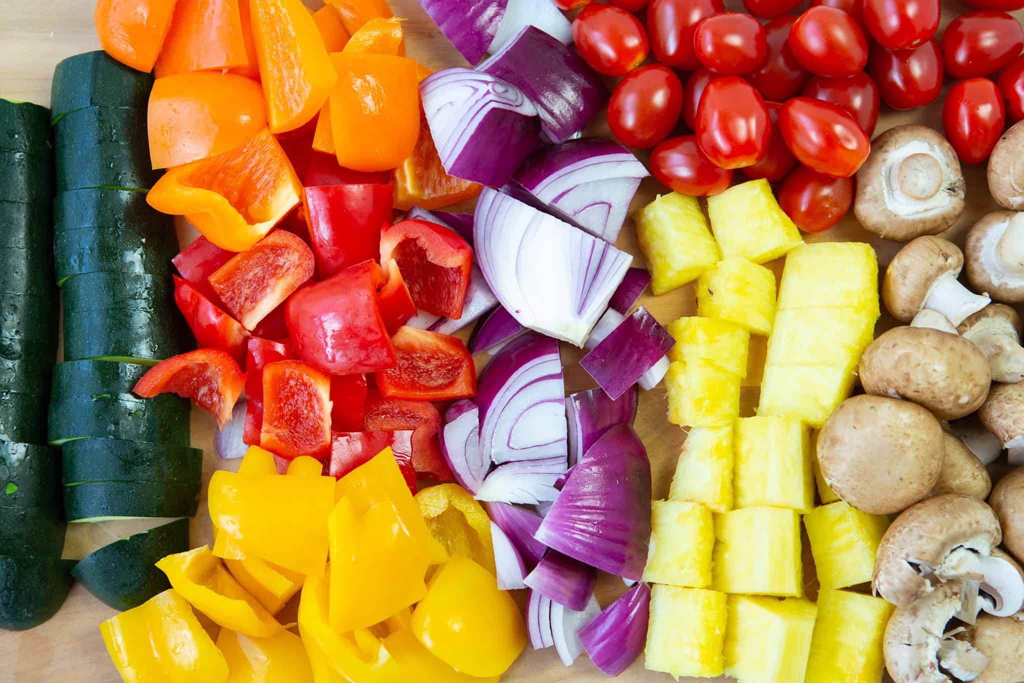 toss chopped produce into a bowl