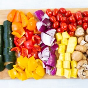how to cut fruits and vegetables for kabobs